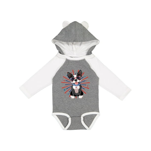 inktastic Boston Terrier Dog 4th of July USA Patriotic Long Sleeve Creeper inktastic Boston Terrier Dog 4th of July USA Patriotic Long Sleeve Creeper